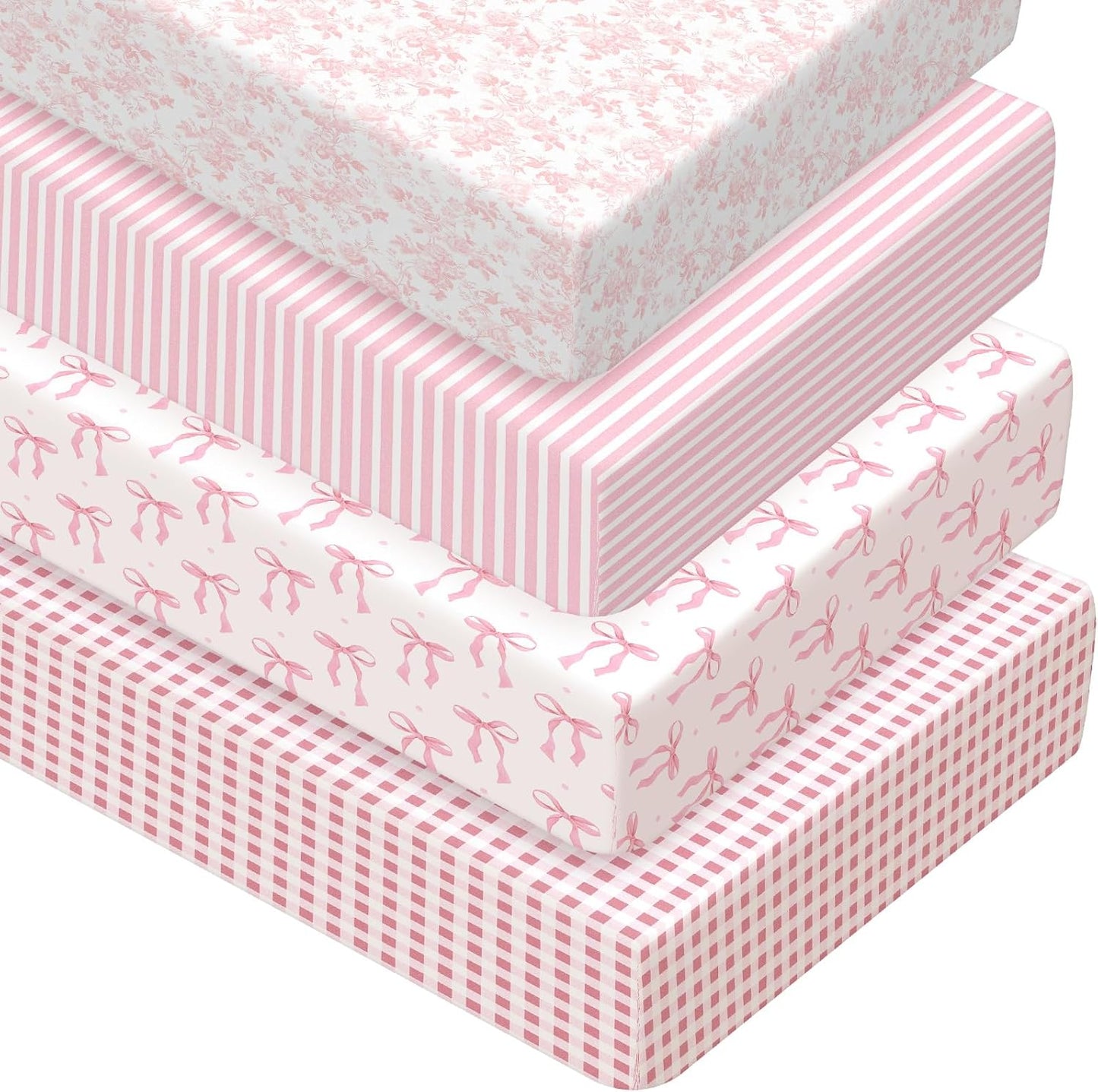 Peryiter 4 Pack Crib Sheets for Girls - Soft Baby Bed Sheets