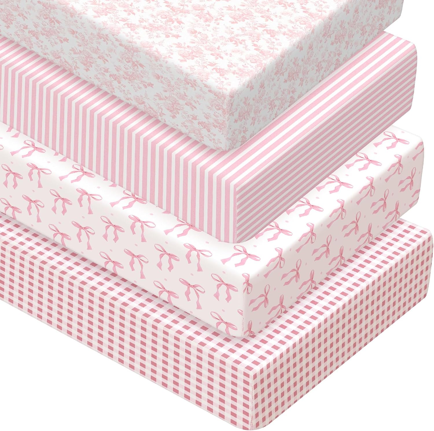 Peryiter 4 Pack Crib Sheets for Girls - Soft Baby Bed Sheets