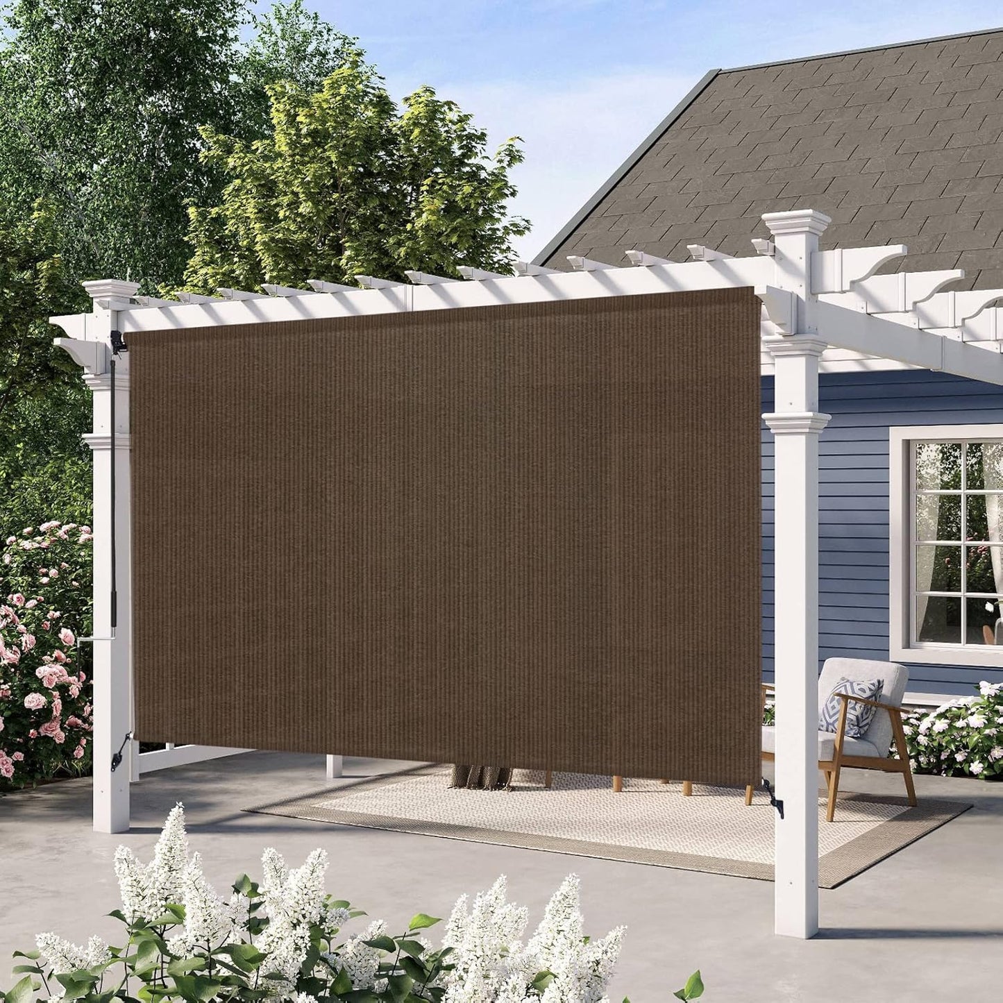 Artpuch Outdoor Roller Shade 6ft x 6ft Mocha Fabric Blind for Patio