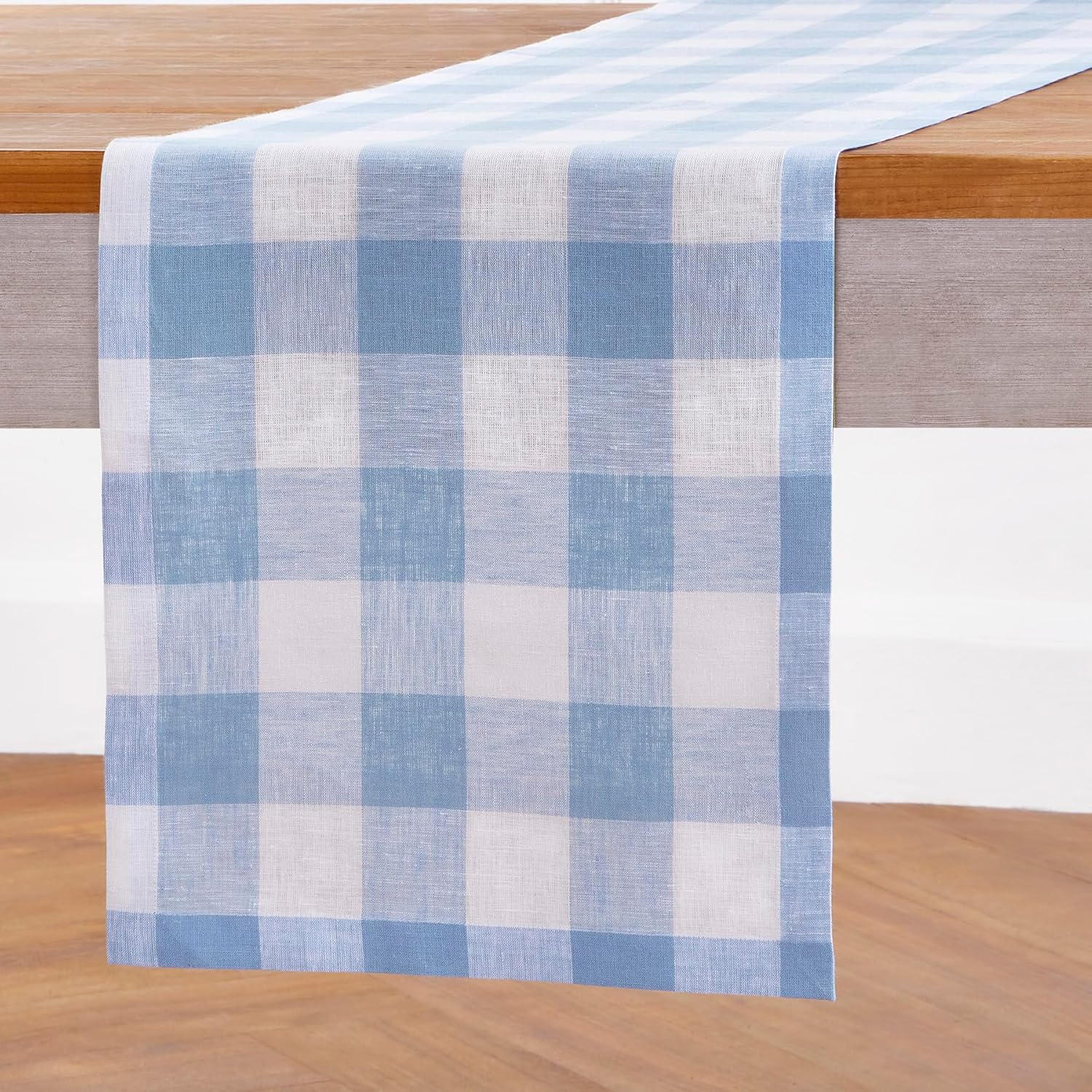 Buffalo Check Table Runner 14 x 90 Inch in Chambray Blue