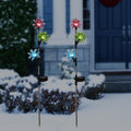 32 Tall Outdoor Tiered Snowflake Garden Solar Stakes Set of 2
