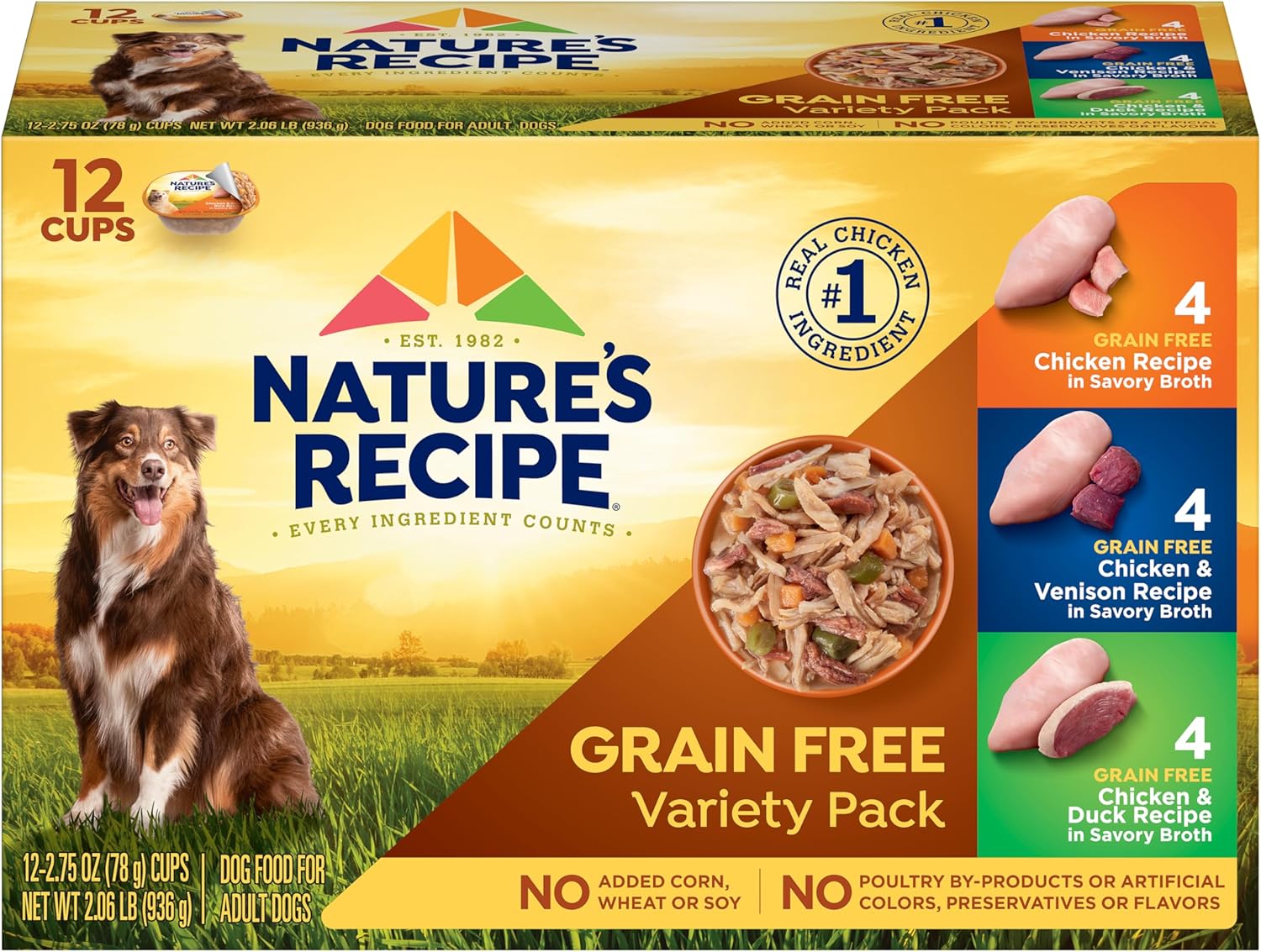 Natures Recipe Grain Free Chicken & Venison Wet Dog Food Pack