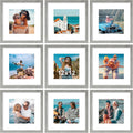 Vittanly 12x12 Picture Frames Set of 9 - Durable Grey Wall Frames