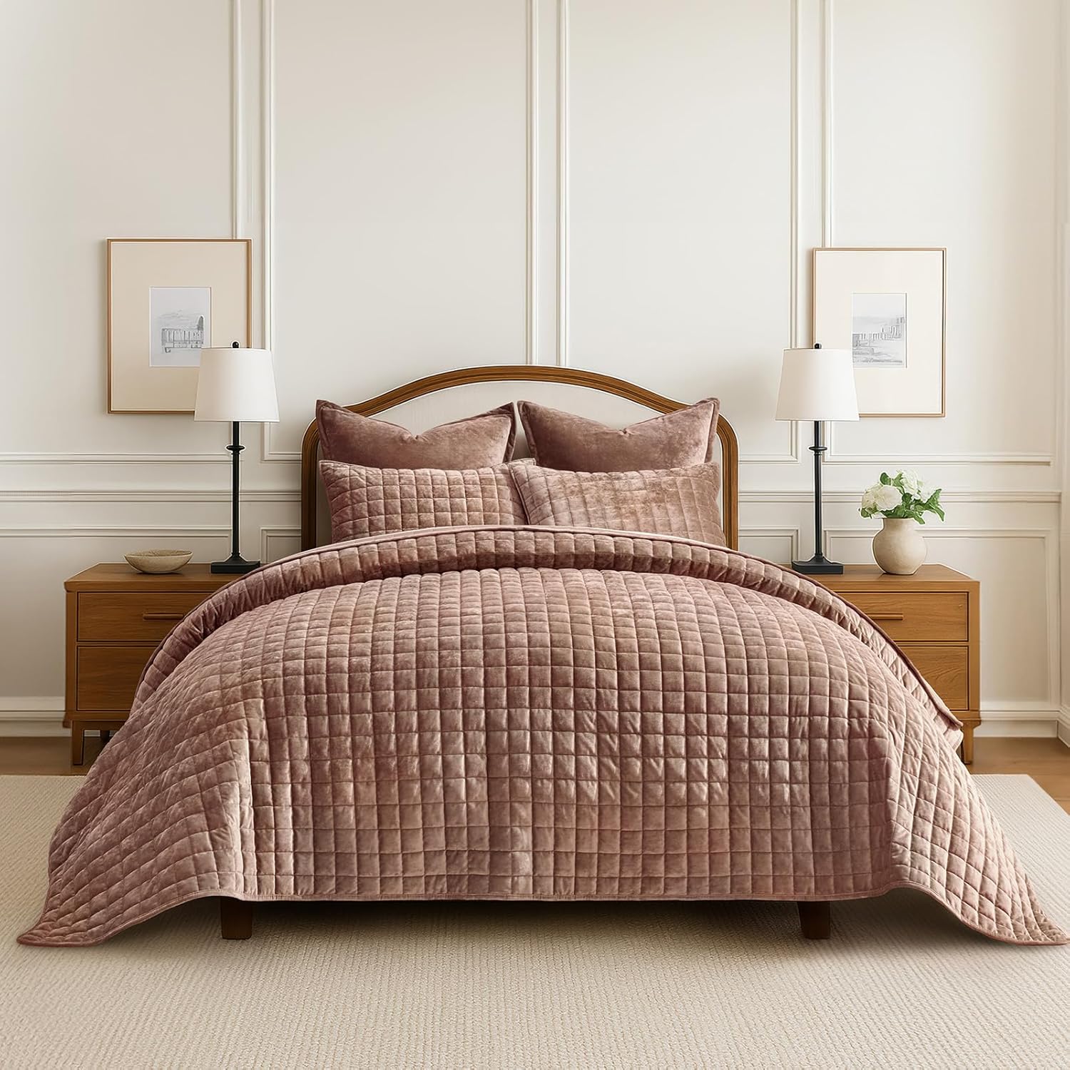 RECYCO Luxury Velvet Quilt King Size Bedding Set for All Seasons