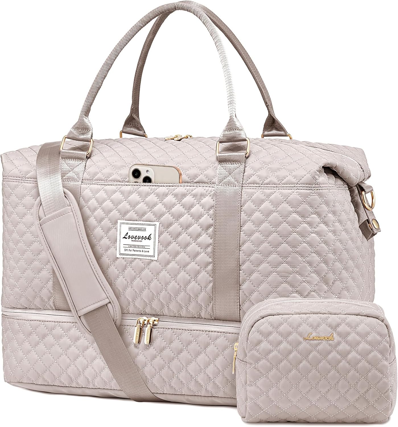 LOVEVOOK Travel Duffle Bag with Shoe Compartment for Women