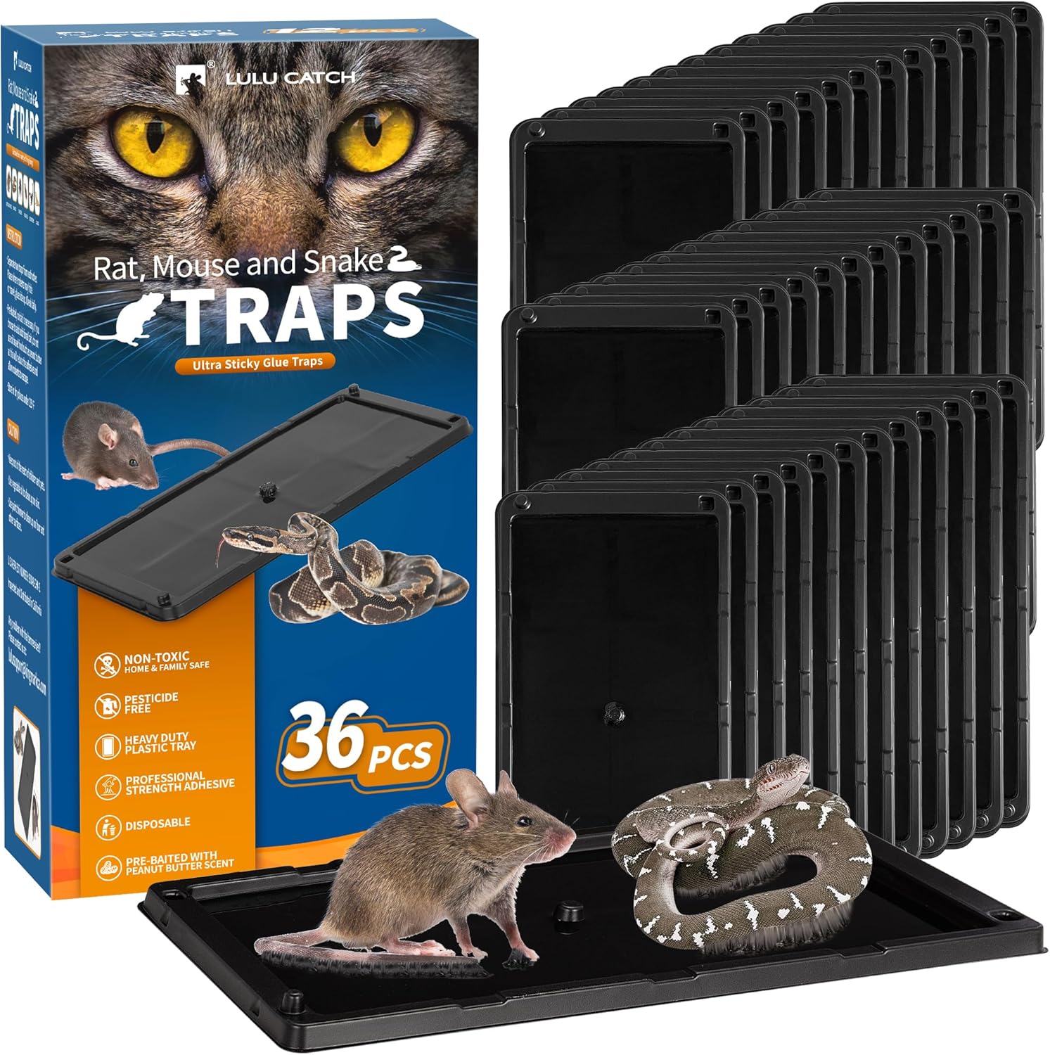 LULUCATCH Sticky Mouse Trap - 36 Pack Heavy Duty Glue Traps