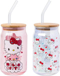 Hello Kitty 2 Pack Iridescent 16oz Glass Tumblers - Cute Reusable Set
