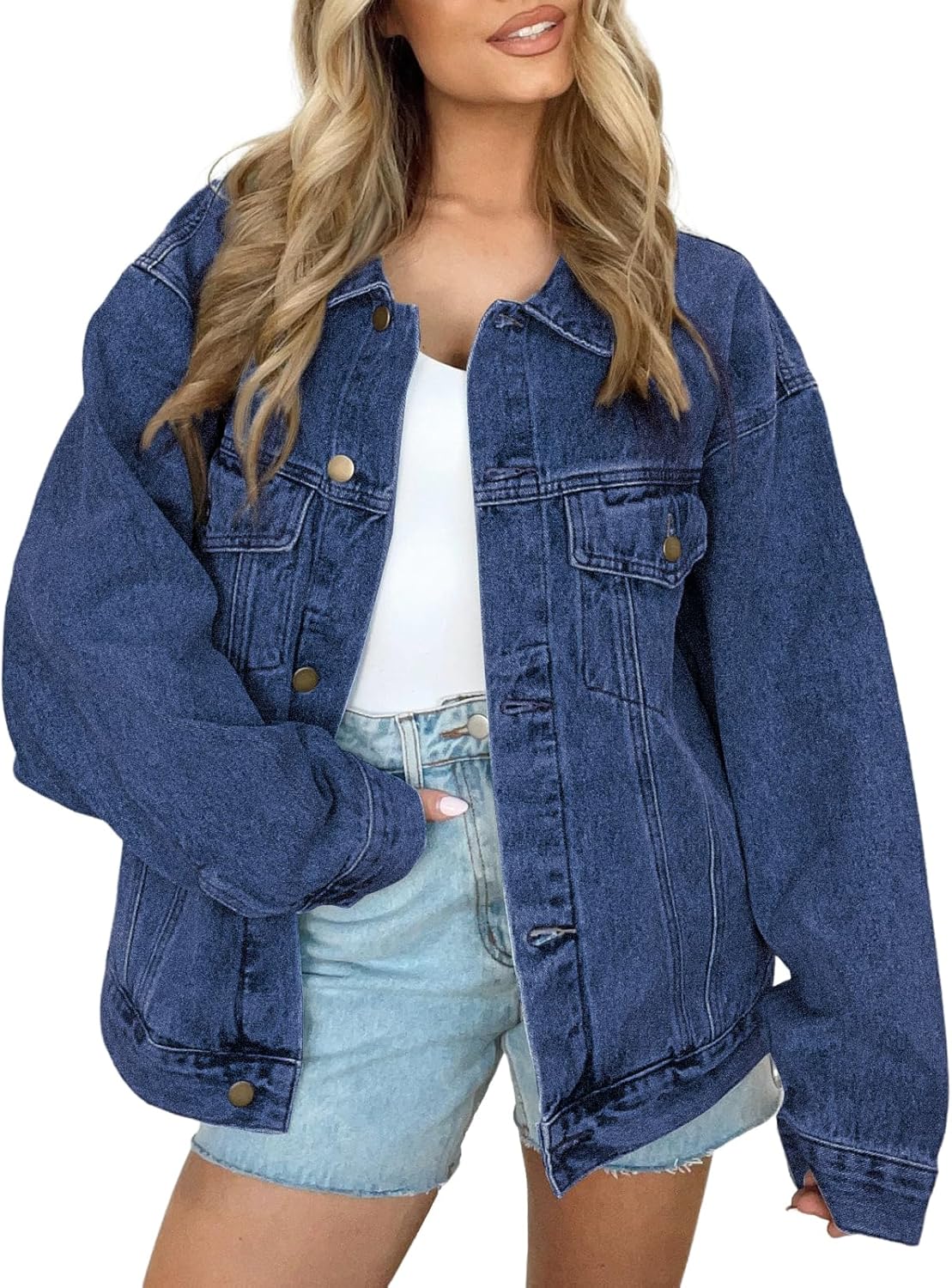 Oversized Denim Jacket for Women - Trendy Fall Fashion Coat