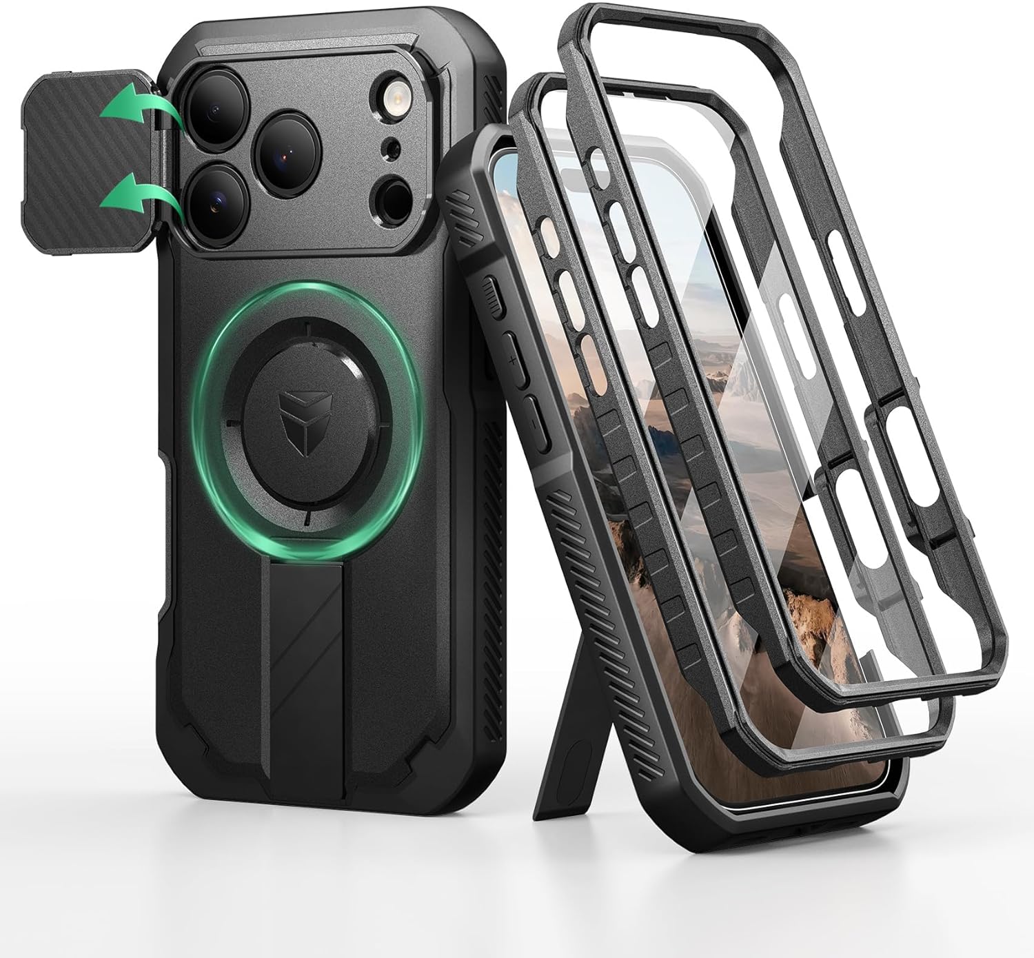 Dexnor iPhone 17 Pro Case with Kickstand & Camera Cover