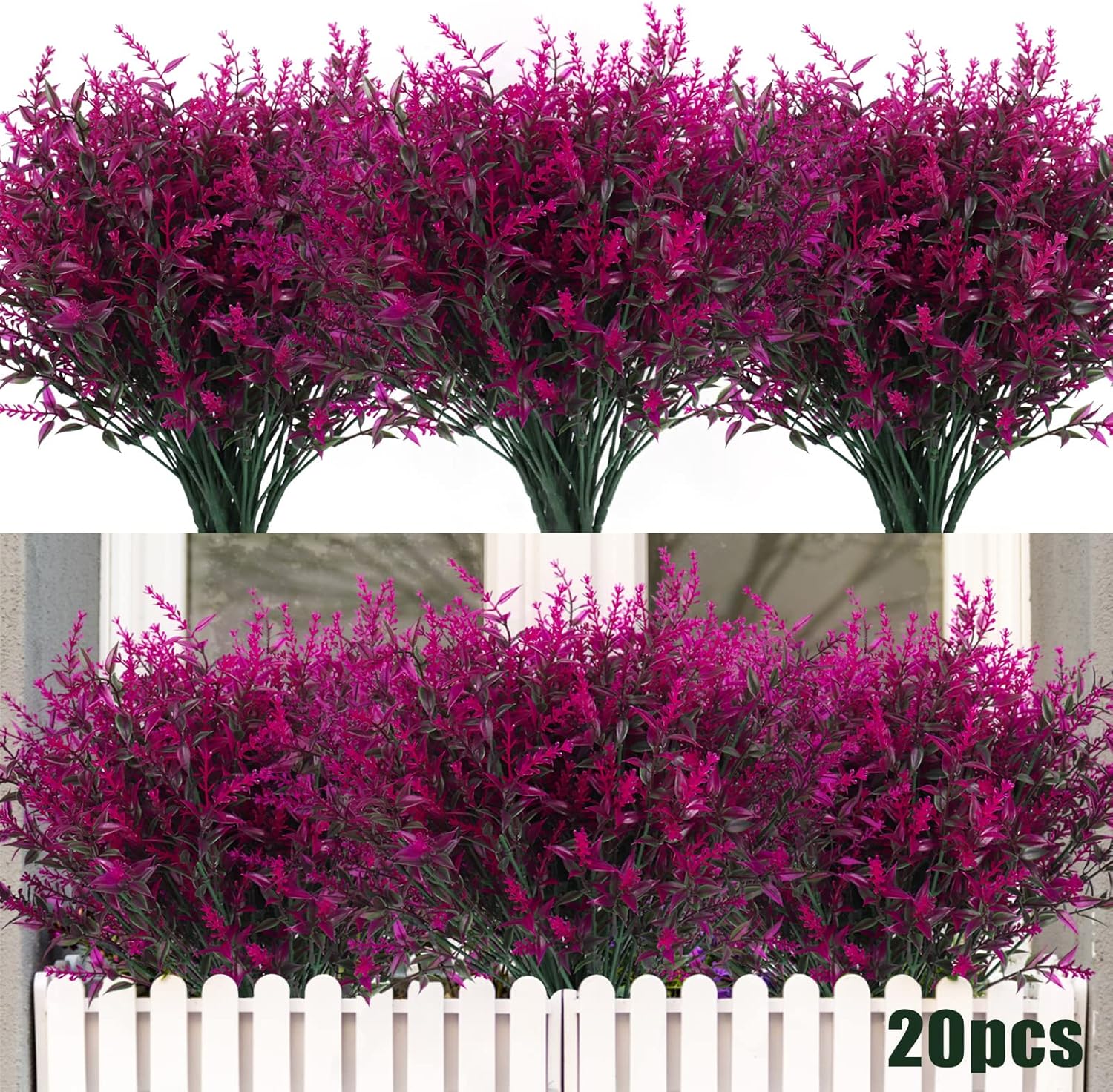 20 Bundles Artificial Flowers for Outdoor Decoration and More