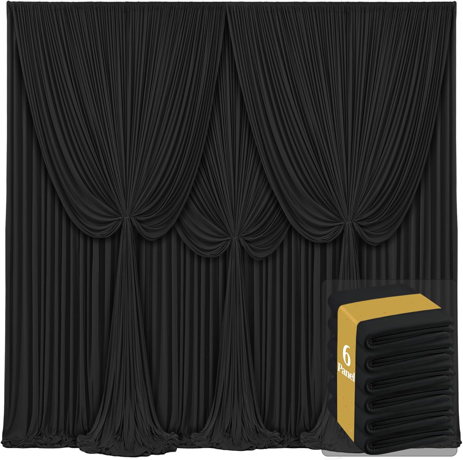 6 Panels Black Backdrop Curtains for Stunning Wedding Decor