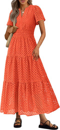PRETTYGARDEN Womens 2025 Summer Maxi Dress - Flowy Eyelet A Line SIZE