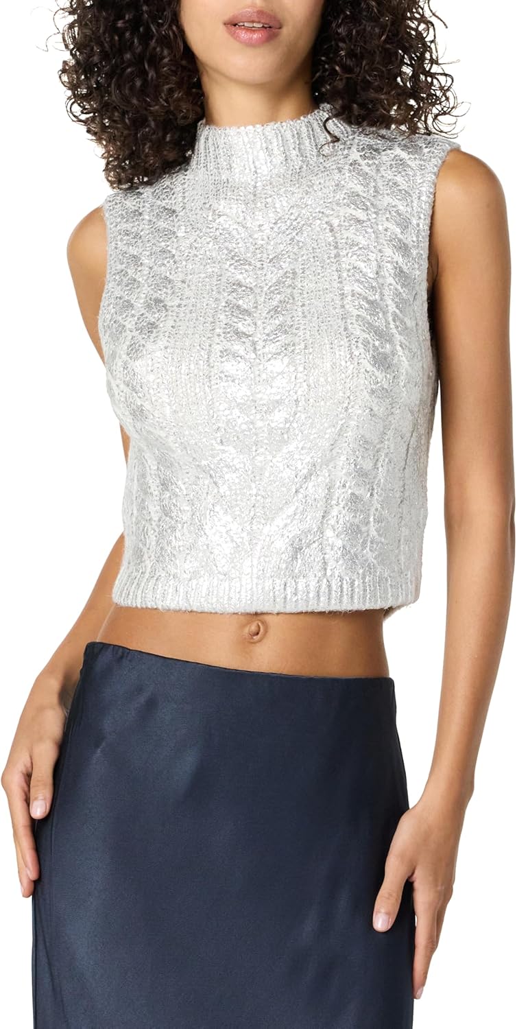 The Drop Womens Skye Metallic Cropped Vest for Stylish Looks