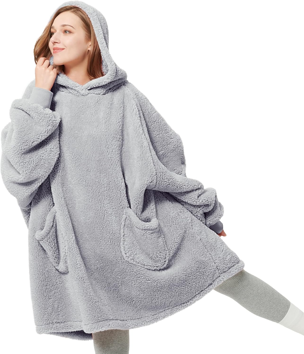 Bedsure Sherpa Hoodie Blanket - Cozy Gift for Adults