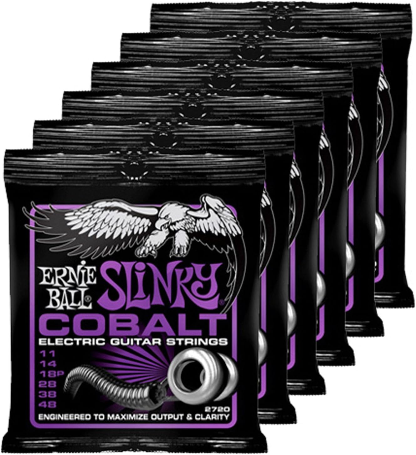 6 Sets of Ernie Ball Cobalt Power Slinky Guitar Strings .011-.048