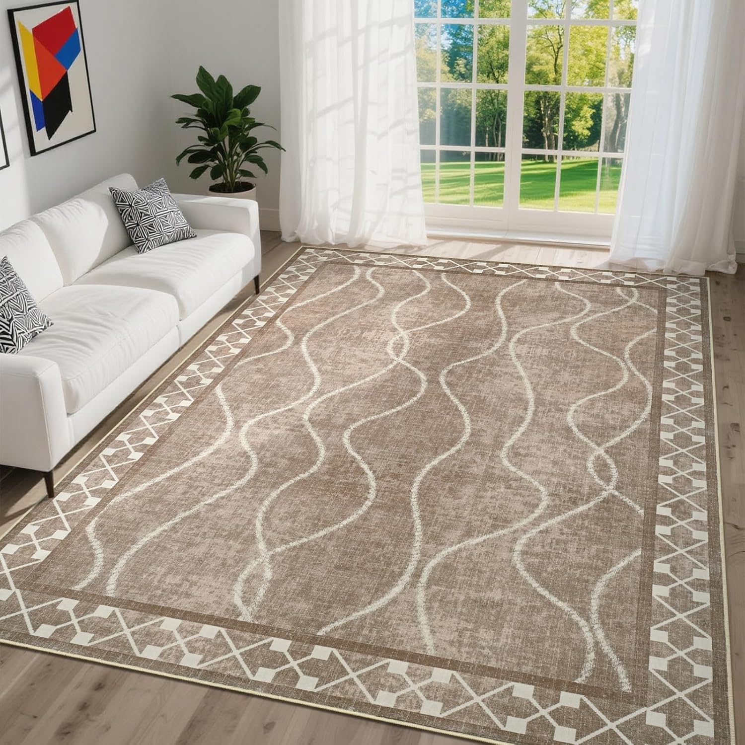 DweIke 8x10 Washable Area Rug for Living Room and Office