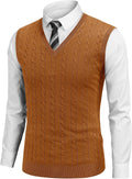 COOFANDY Men's Sweater Vest Cable Knit V Neck Slim Fit - Classic