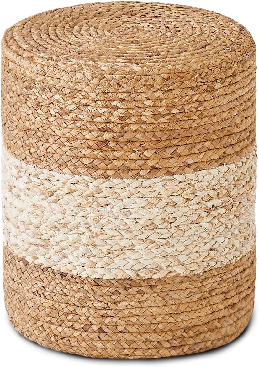Hand-Woven Natural Seagrass Foot Stool Ottoman for Home Decor
