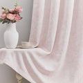 Beauoop 52x84 Pink Floral Jacquard Blackout Curtains - 2 Panels