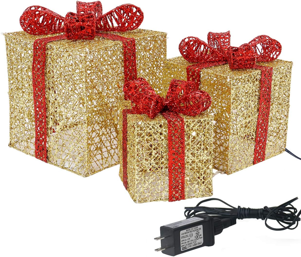Lighted Gift Boxes Set of 3 for Christmas Decor and More