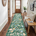 3x15 Hallway Runner Rug Washable - Non Slip Scalloped Floral Runner
