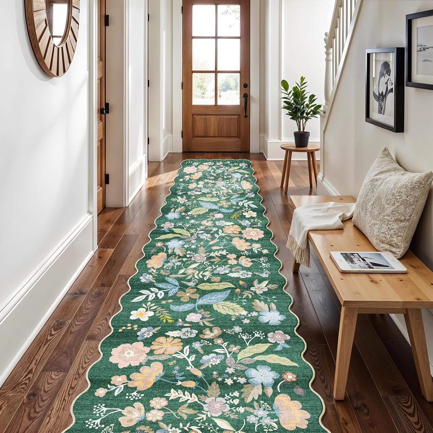 3x15 Hallway Runner Rug: Non Slip Floral Carpet for Home