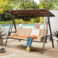 YOLENY Oversized Outdoor Porch Swing with Hardtop - 3-Seat Convertible