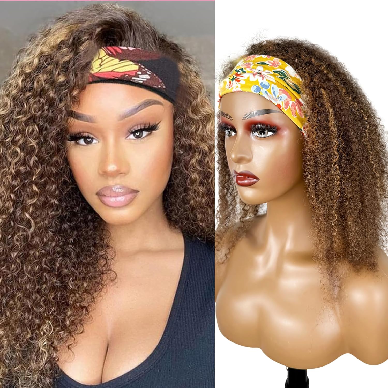 Ombre Highlight Headband Wig Human Hair for Black Women