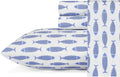 Nautica Twin Sheets Set in Woodblock Fish Blue for Dorms