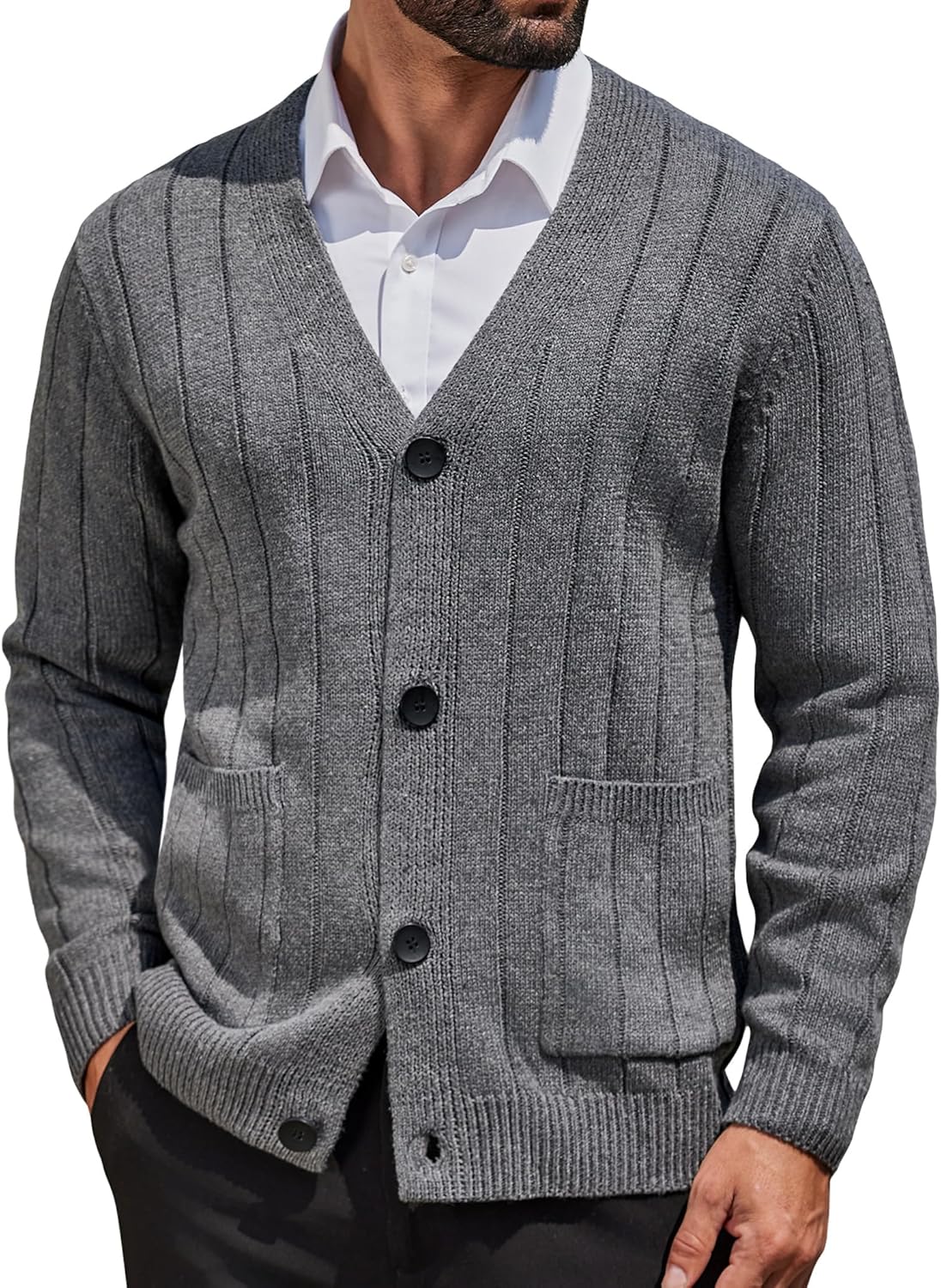 COOFANDY Men's Cardigan Sweater with Pockets for Style