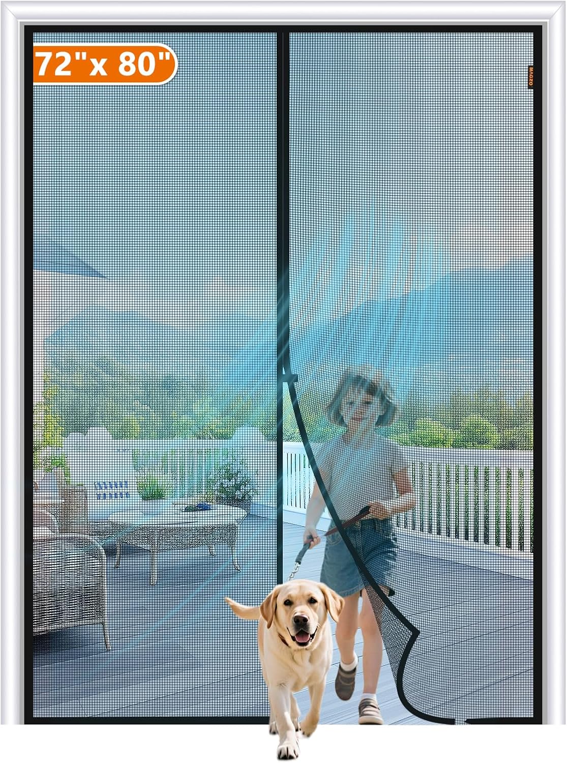 MAGZO Magnetic Screen Door for 72 x 80 Inch Door Sizes