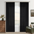 Black Pinch Pleat Linen Curtains 84 in - Memory Shape Pleated Drapes