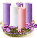 Advent Candles Set of 5 3 x 8 in - Scented Purple Pink White