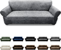 Couch Cover Leather Look 3 Seater Sofa Slipcover Light Grey - Stretch