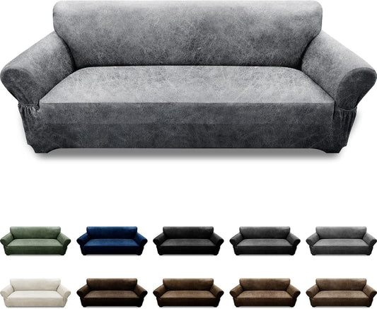 Couch Cover Leather Look 3 Seater Slipcover for Stylish Protection