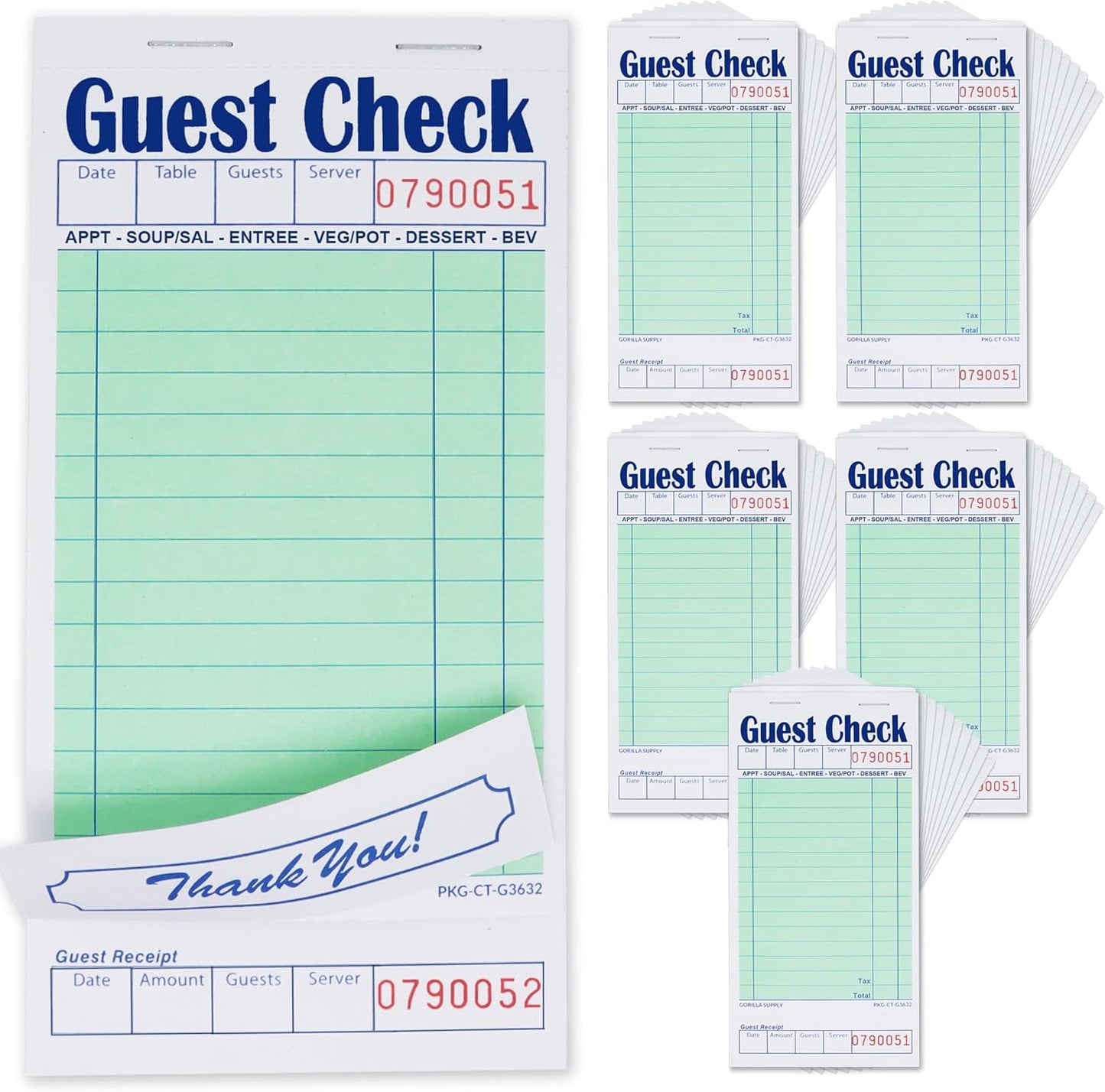 Gorilla Supply Guest Check Book for Waiters and Waitresses
