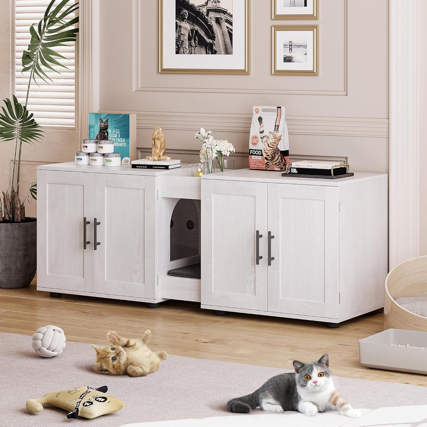 GAOMON Litter Box Enclosure for Two Cats, Stylish Furniture
