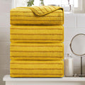 4 Pcs Yellow Cabana Stripe Large Bath Towels Set for Comfort
