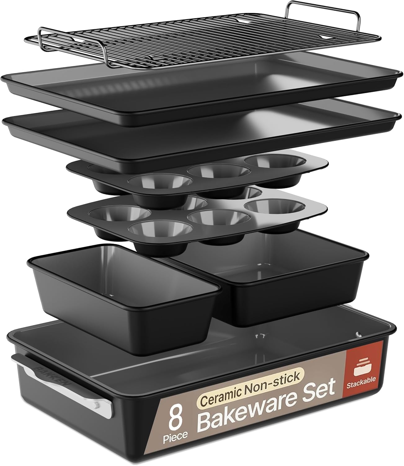 Bakken 8-Piece Ceramic Coated Bakeware Set for All Your Needs