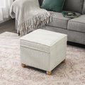 17 Inch Faux Fur White Cube Ottoman Storage - Stylish Hidden Seat