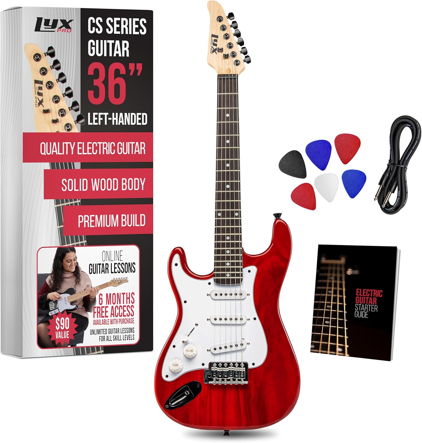 LyxPro CS 36 Left Hand Electric Guitar Kit - Perfect for All Skill Levels! 