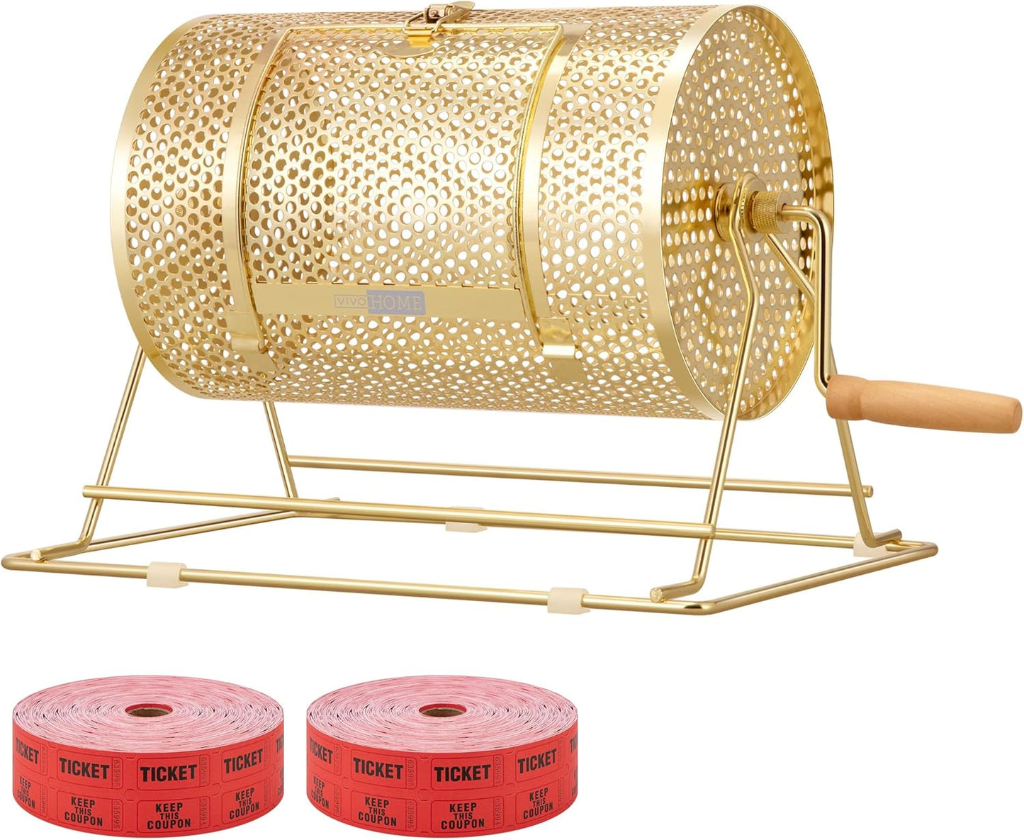 VIVOHOME 16 Inch Brass Plated Raffle Drum for Lottery Draws