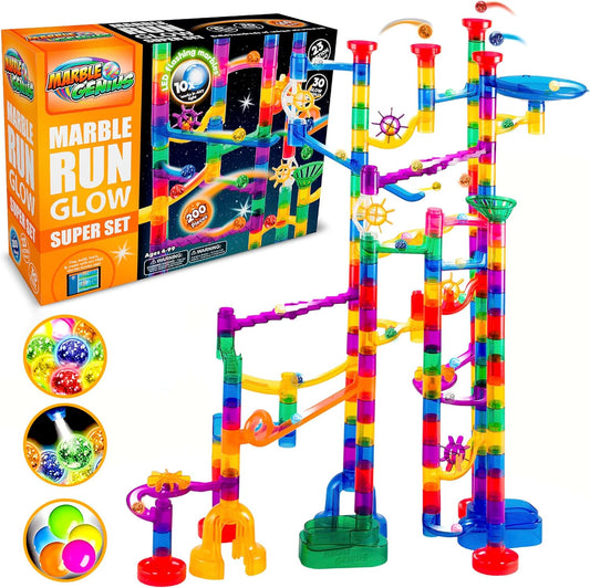 Marble Genius Marble Run Track - 200-Piece Glow-in-the-Dark Set