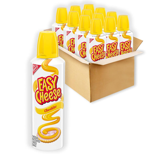 EASY CHEESE Cheddar Cheese Snack - 12 Cans of Deliciousness