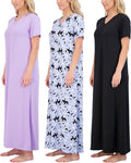 Women's V-Neck Long Nightgowns 3-Pack - Soft Maxi Sleep Dresses other