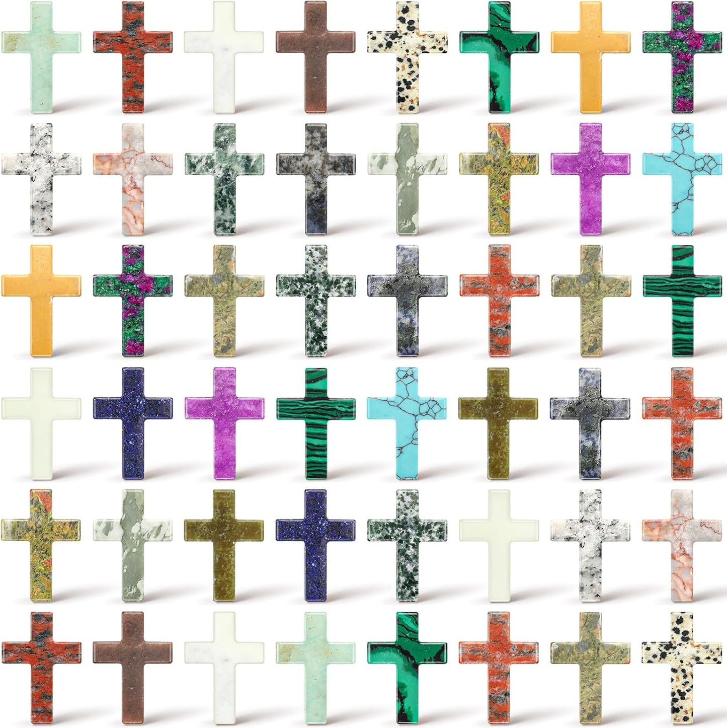 Nuenen 50 Pcs Cross Crystal Stone Bulks for DIY Jewelry Making