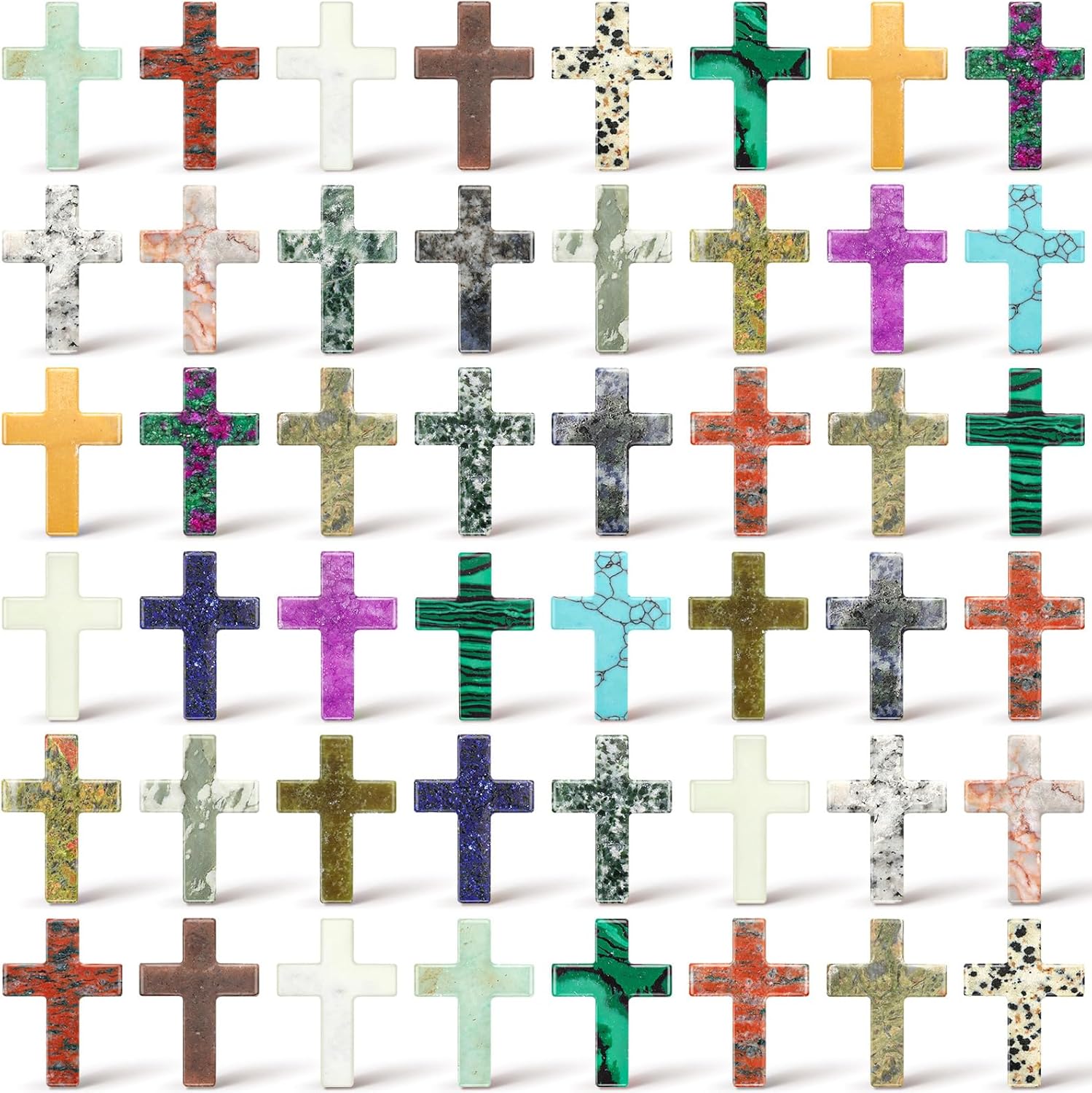 Nuenen 50 Pcs Cross Crystal Stone Bulks for DIY Jewelry Making