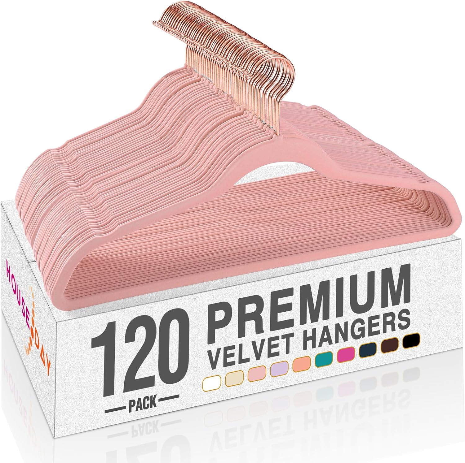 Premium Pink Velvet Hangers 120 Pack for Space Saving Storage