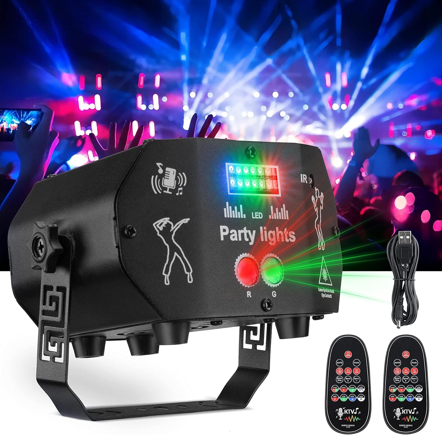 Vangoa Sound Activated Party Lights with 60 Patterns for Fun