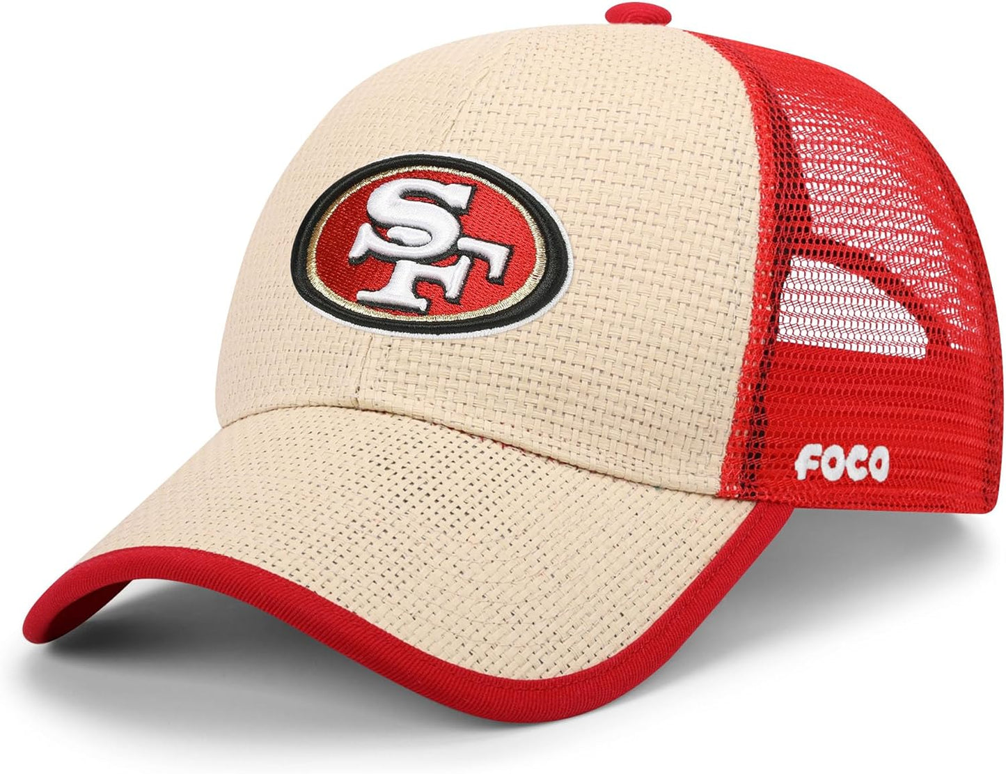 FOCO Men's NFL Team Logo Straw Trucker Cap for Casual Style
